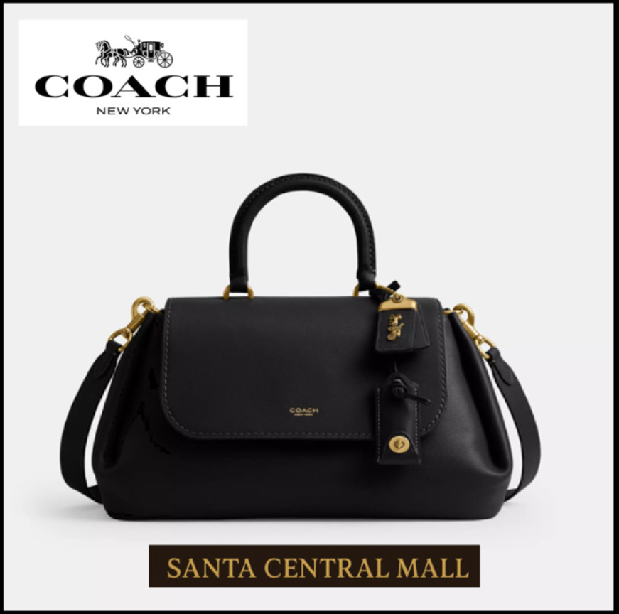 COACH CCC39 Slouchy Rogue Top Handle Bag 39 Natural Grain Leather Black Outlet