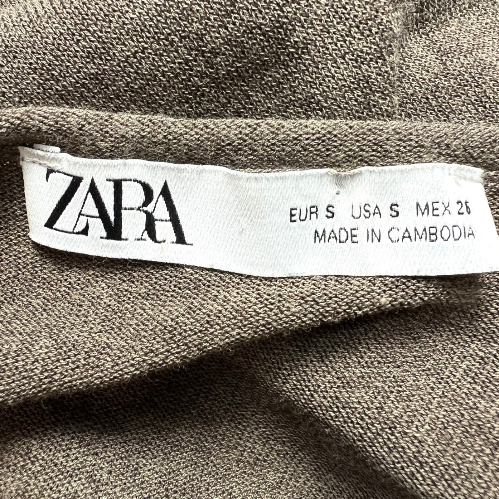 Zara Knit Midi T-shirt Dress Rolled edges Cotton Brown Lagenlook Granola Girl S