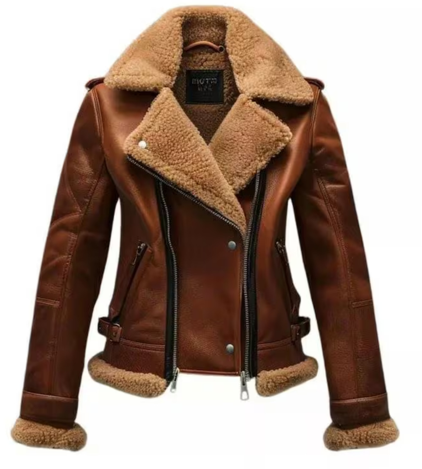 Women’s Handmade Sheepskin Aviator Bomber Jacket Genuine Leather