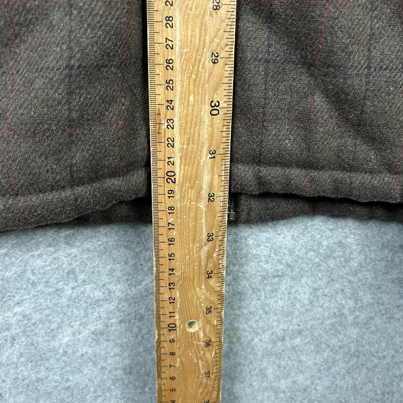 Savile Row Company Tweed Coat Mens XL Brown Overcoat Jacket Wool Blend Zip