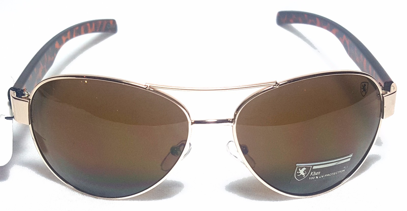 Khan Aviator Men’s Sunglasses Metal Frame Plastic Temple 100% UV400