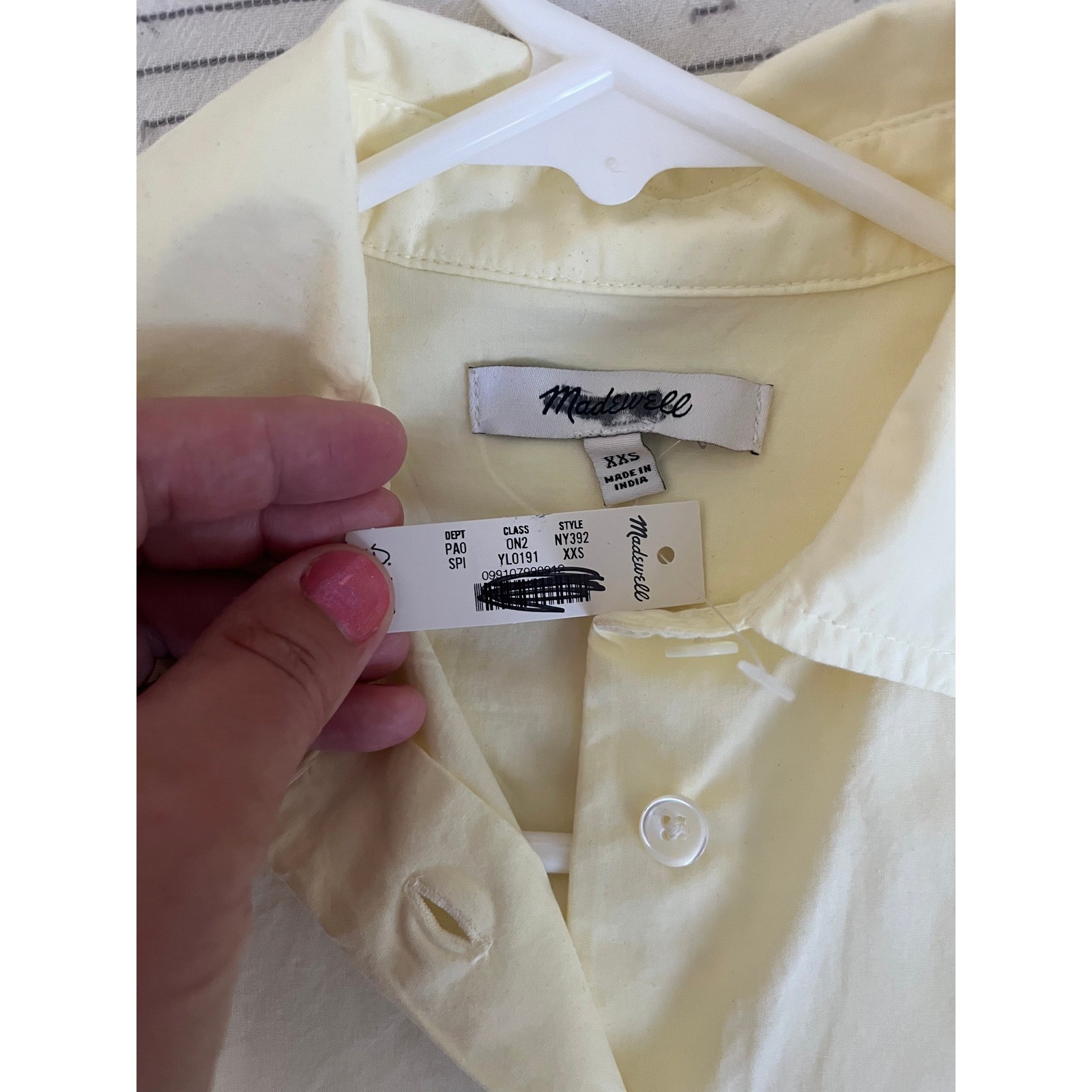NWT Madewell The Easy Shirt in Poplin Sheer Pineapple Yellow XXS