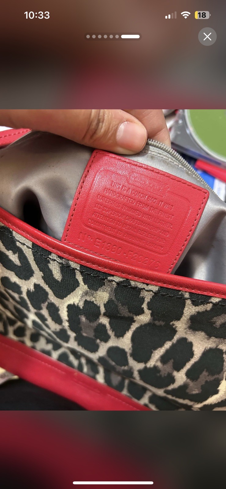 Coach Leopard Print Red And Black Shoulder Bag Purse