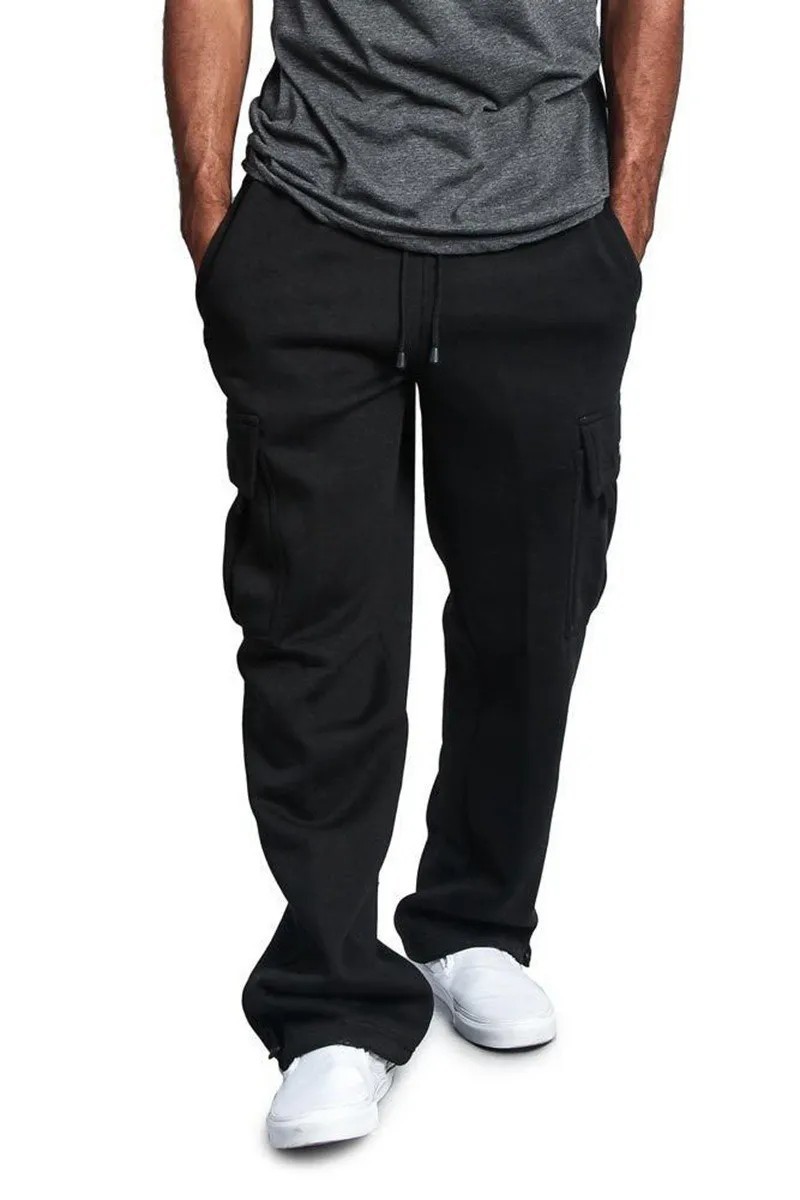 Mens Cargo SweatPants Heavyweight Fleece Cargo Pocket Jogger