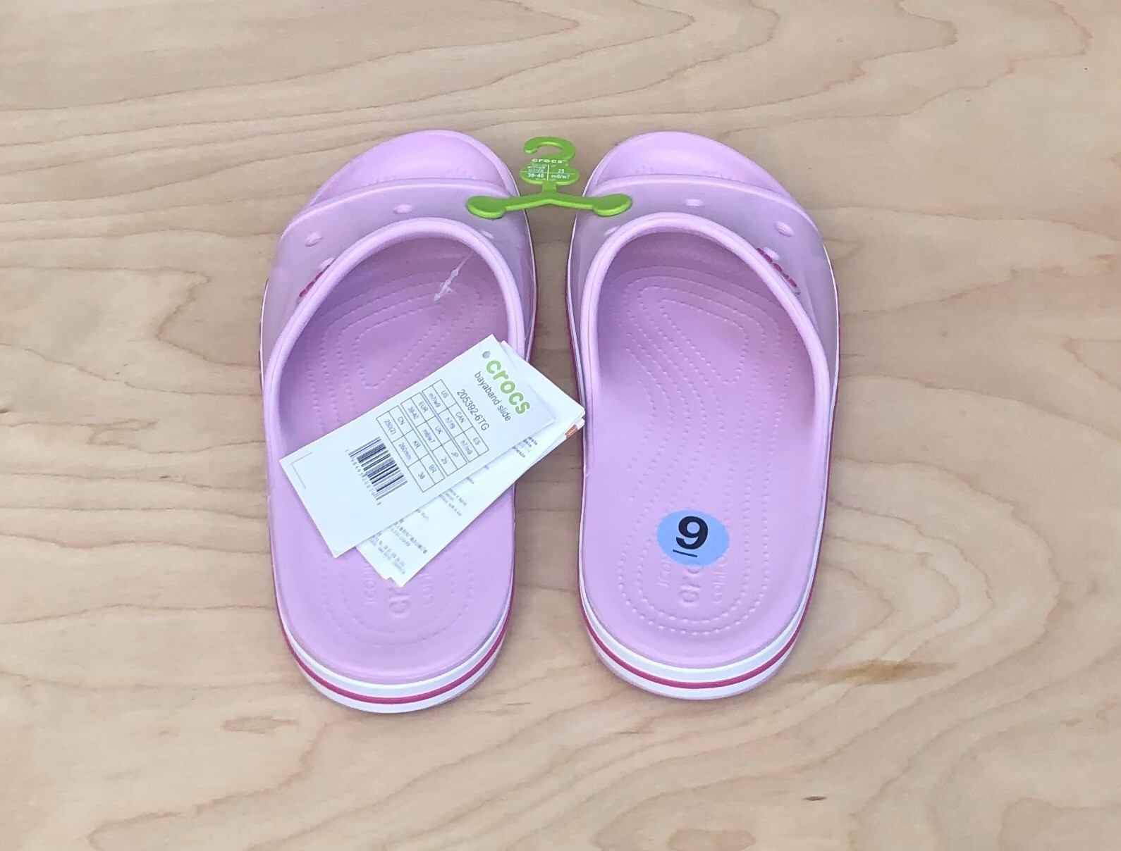 Crocs Bayaband Pink Slides Slip On Comfort Water Resistant Womens Size 9 NWT.