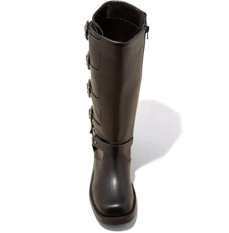 Wild Fable Womens Black Faux Leather Rebel Tall Moto Buckle Boots Pick your Size