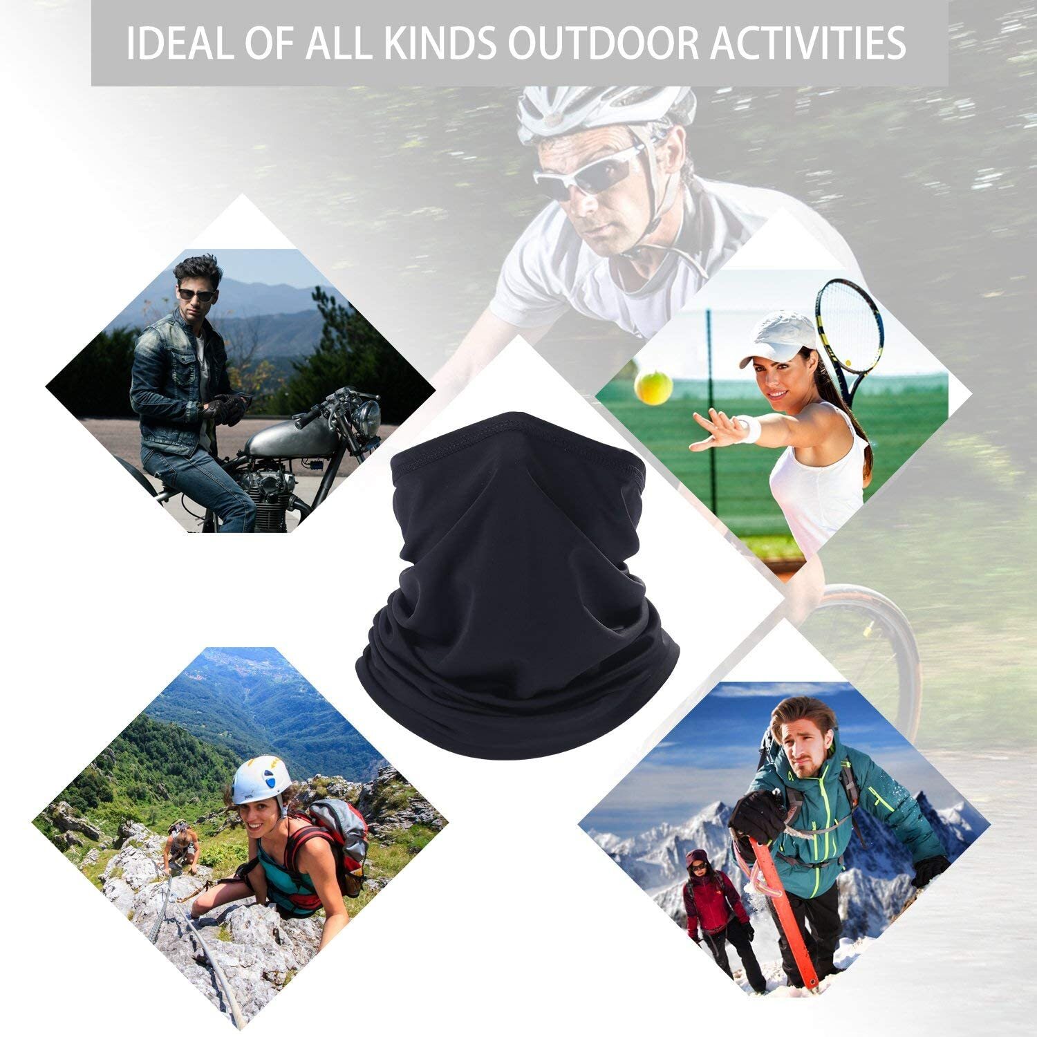 Balaclava Neck Gaiter Face Mask for Men Women UV Protection Bandana Scarf Cover