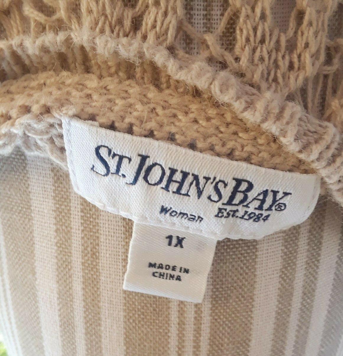 St John’s Bay Women 1XL short sleeve beige beautiful knit tunic TA1-7