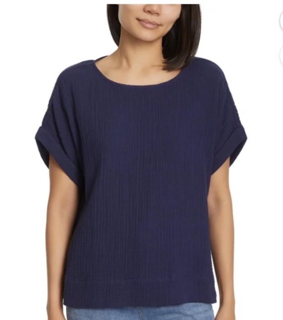NWT SIZE XL Gloria Vanderbilt Women’s Cotton Gauze Pullover Short Sleeve Top