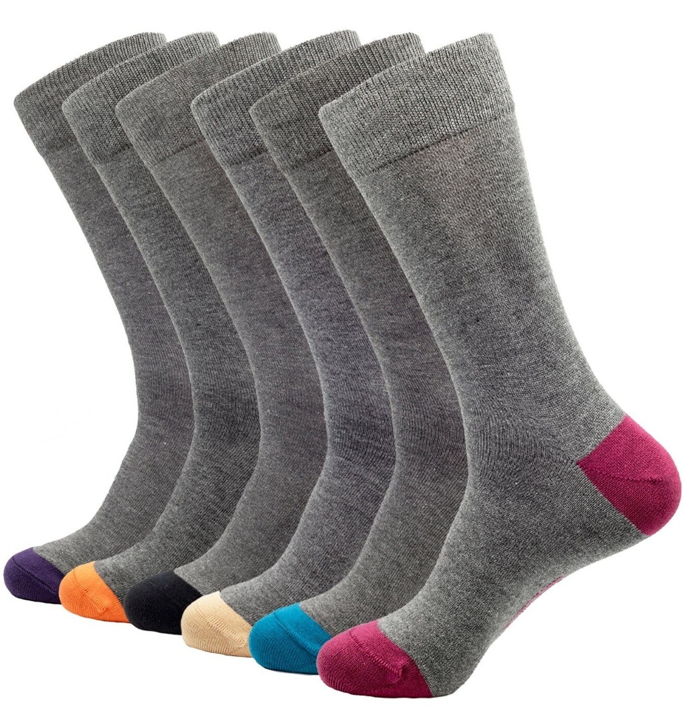 6 Pack Men’s Bamboo Thin Crew Socks Black Grey Multipacks Super Soft Breathable