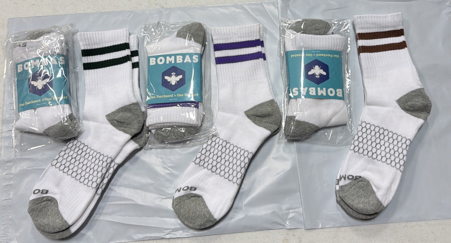 Bombas Honeycomb Women’s 6 Pairs stripes Calf Sock Size M 8-10.5 – 3 Color