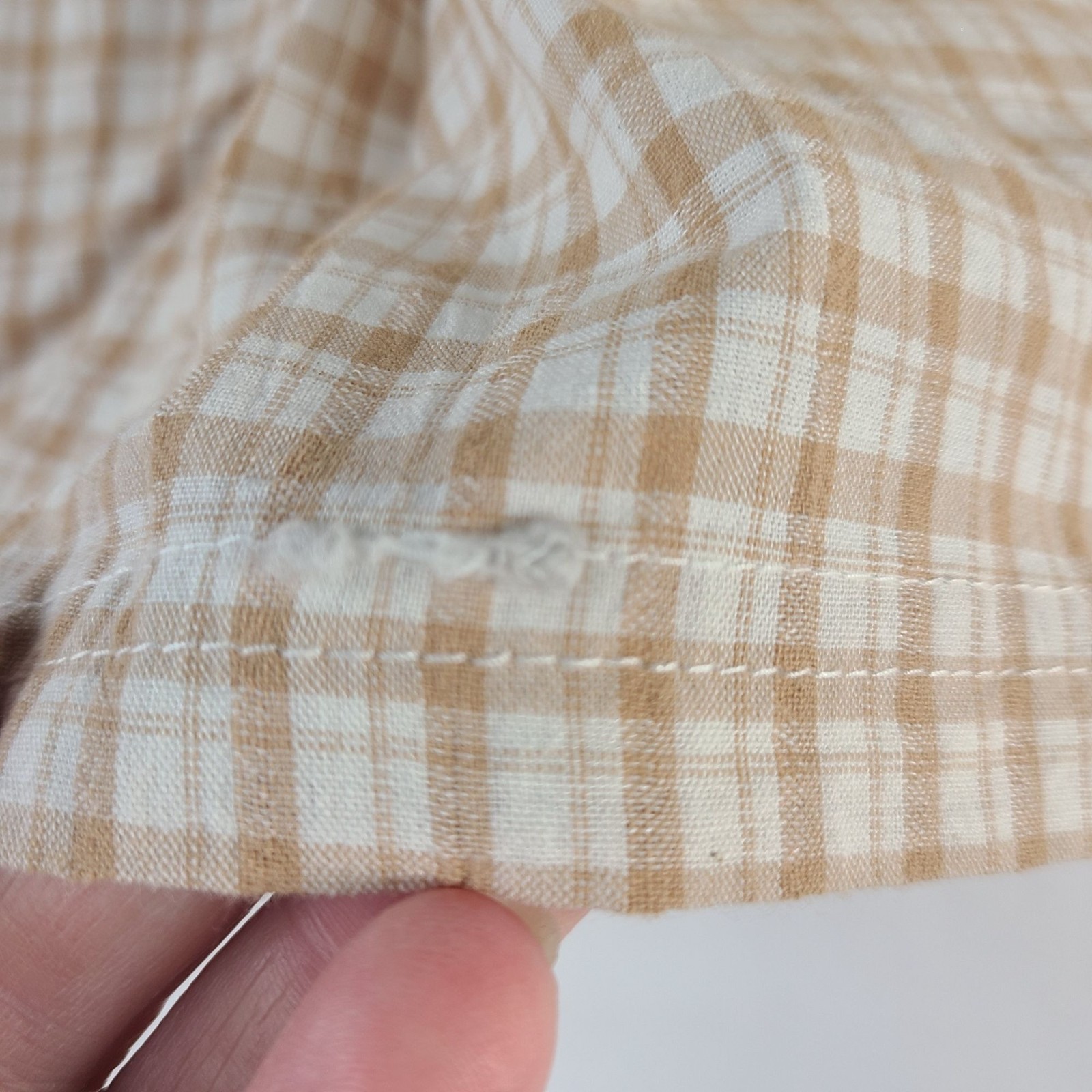 NEW Rhythm London Check Skort Beige & White Plaid Cotton Blend Women’s Size 8