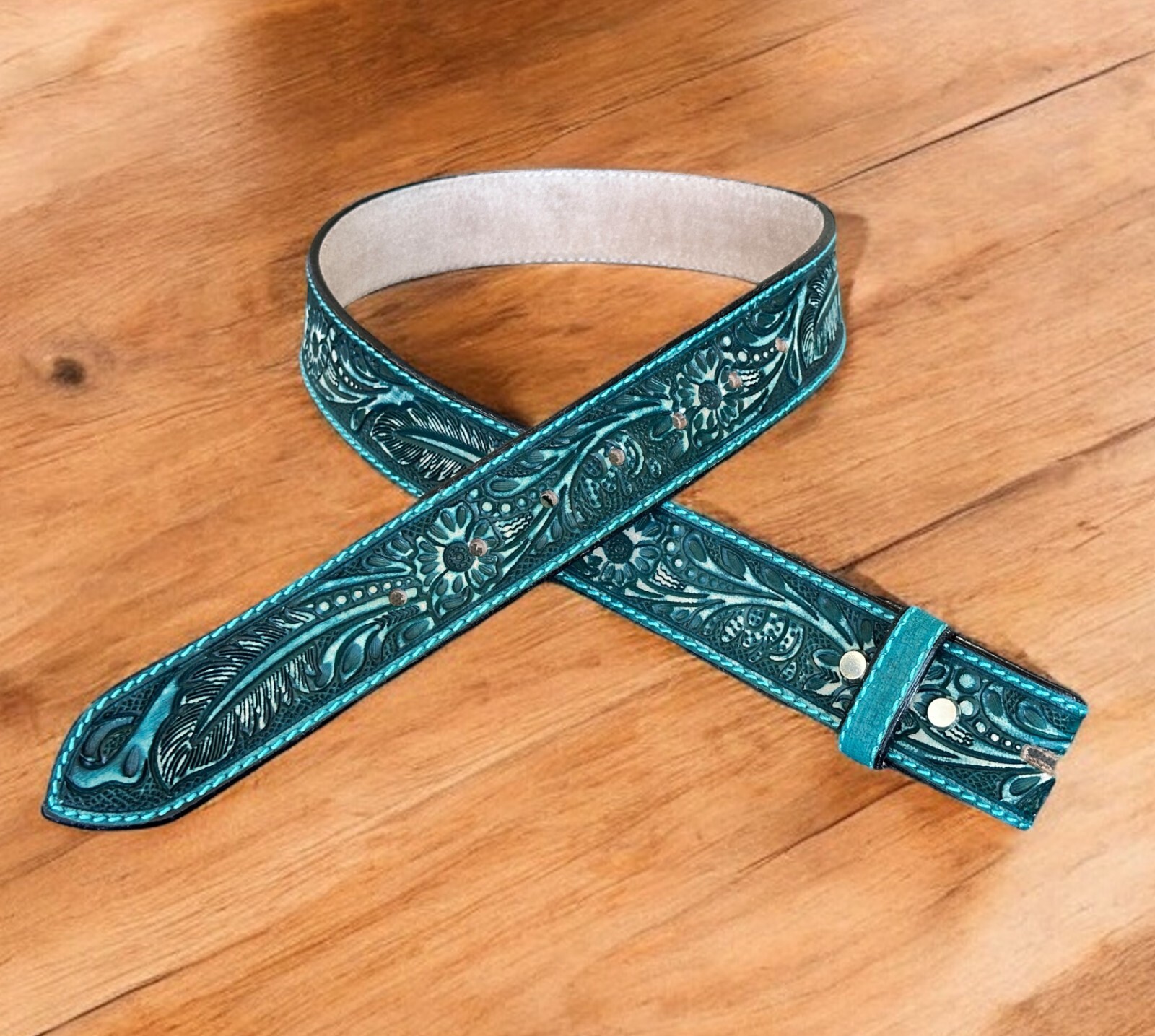 Western Belt Handmade Strap Men’s Full Grain Leather No Buckle Cowboy Rodeo Belt