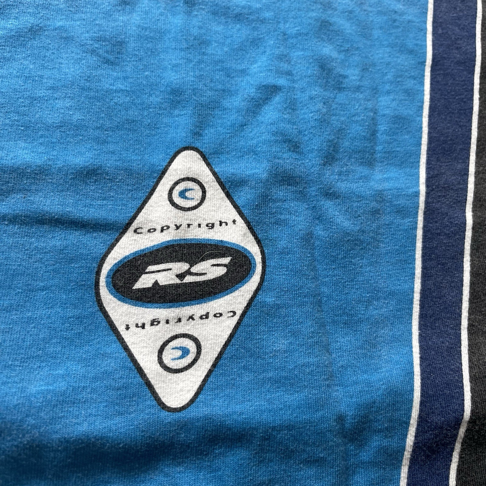 VTG 90s Fox Racing RS Single Stitch AOP Graphic Racing Mock Neck Jersey Sz XL