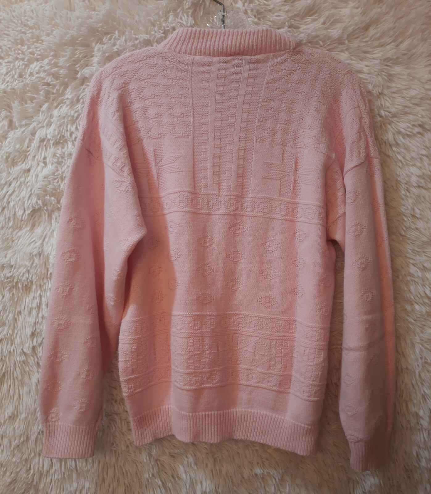 Vintage World Trade Knits Sweater Women Small Pink Long Sleeve Mock Neck Oversz