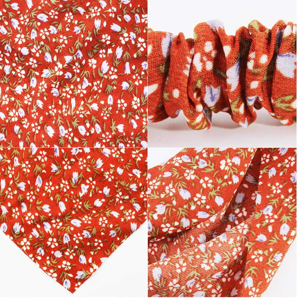 Floral Hair Scarf Headband 5 Pcs Hair Bandanas Chiffon Boho Headbands for Women
