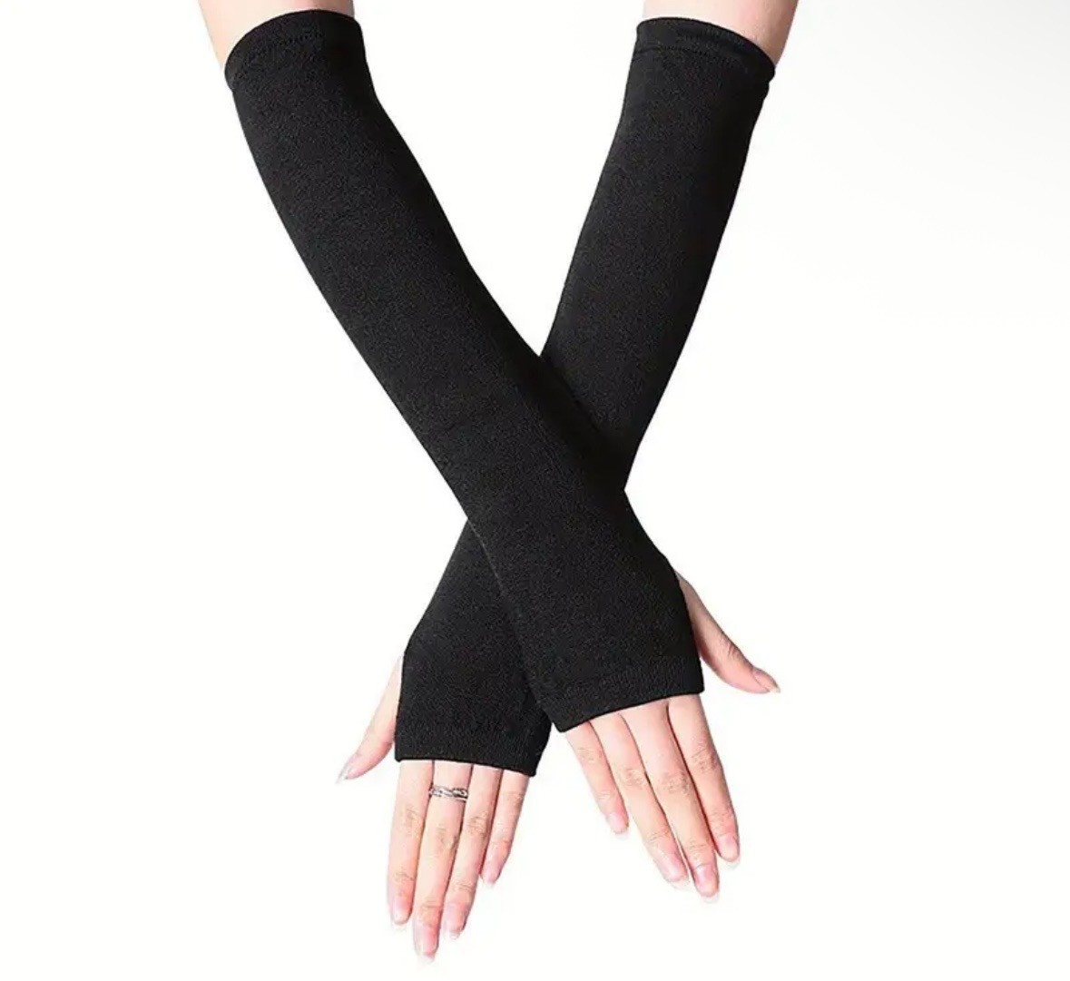 Long Arm Warmers Solid – Striped Fingerless Gloves Winter Wrist Warmer for Women