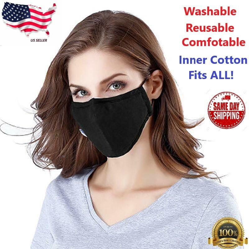 [5-Pack] Black Face Fashion Mask Washable Reusable Unisex Adult MASK US SELLER