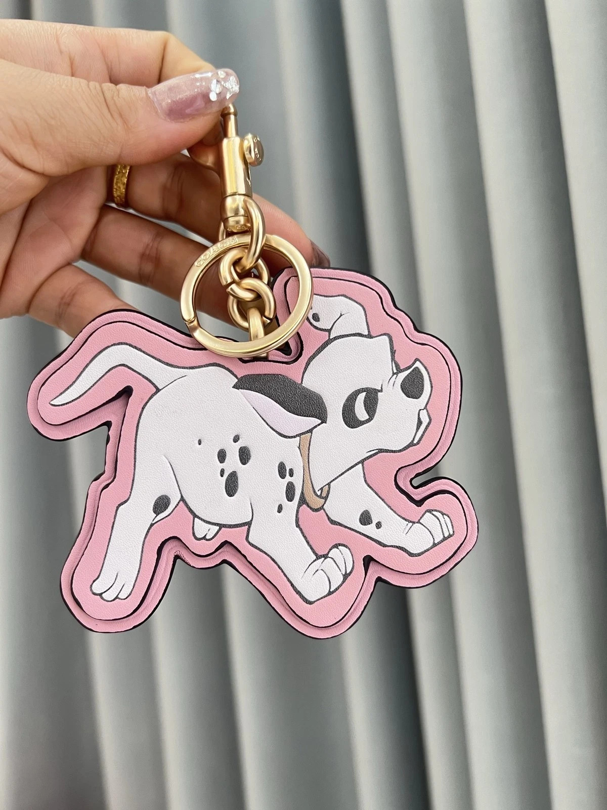 NWT Chalk/Pink Leather Bag Charm Keyring Fob