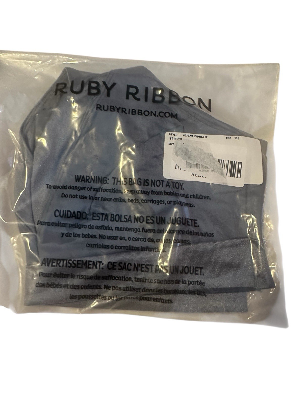 Ruby Ribbon 3060 Athena Wireless Demiette Pullover Bralette Size 32 Blue New