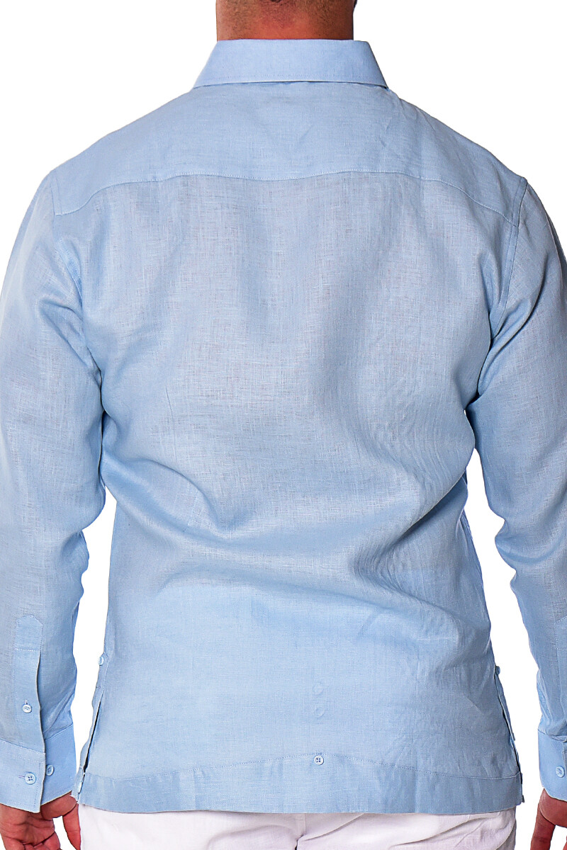 Bohio Mens 100% Linen Fancy Guayabera Style Shirt- White Embroidered – MLFG2033