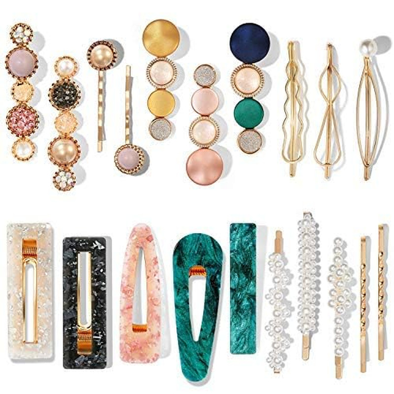 Mehayi 20 PCS Macaron Pearl Acrylic Resin Fashion Hair Clips Set, Cute Hair Barr