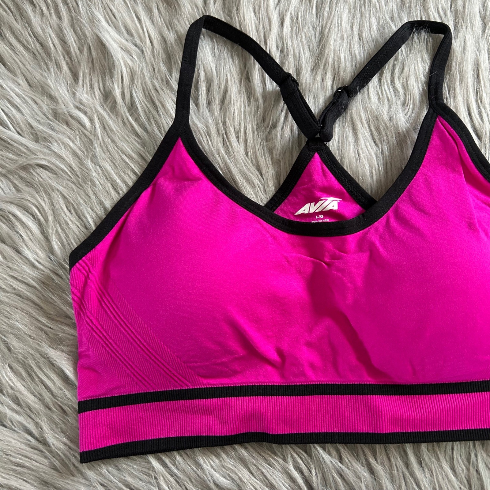 Avia Sports Bra Womens Size Large Pink Wireless Cami Seamless Low Impact