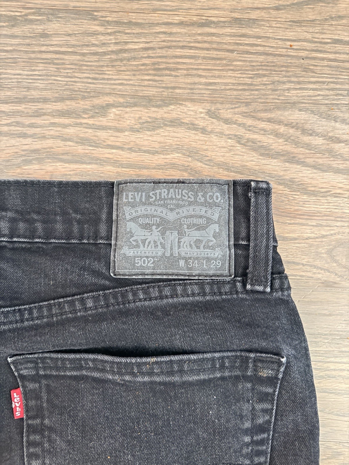 Levi’s Mens 502 Black Tapered Jeans Cotton Denim Mid Rise 5-Pocket Dark Wash