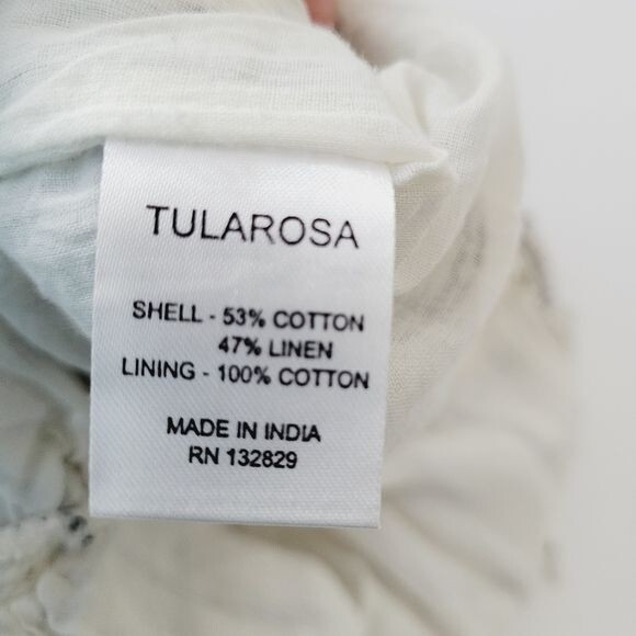 Tularosa Ameila Natural Linen Blend Tie Back Raw Hem Grommet Romper