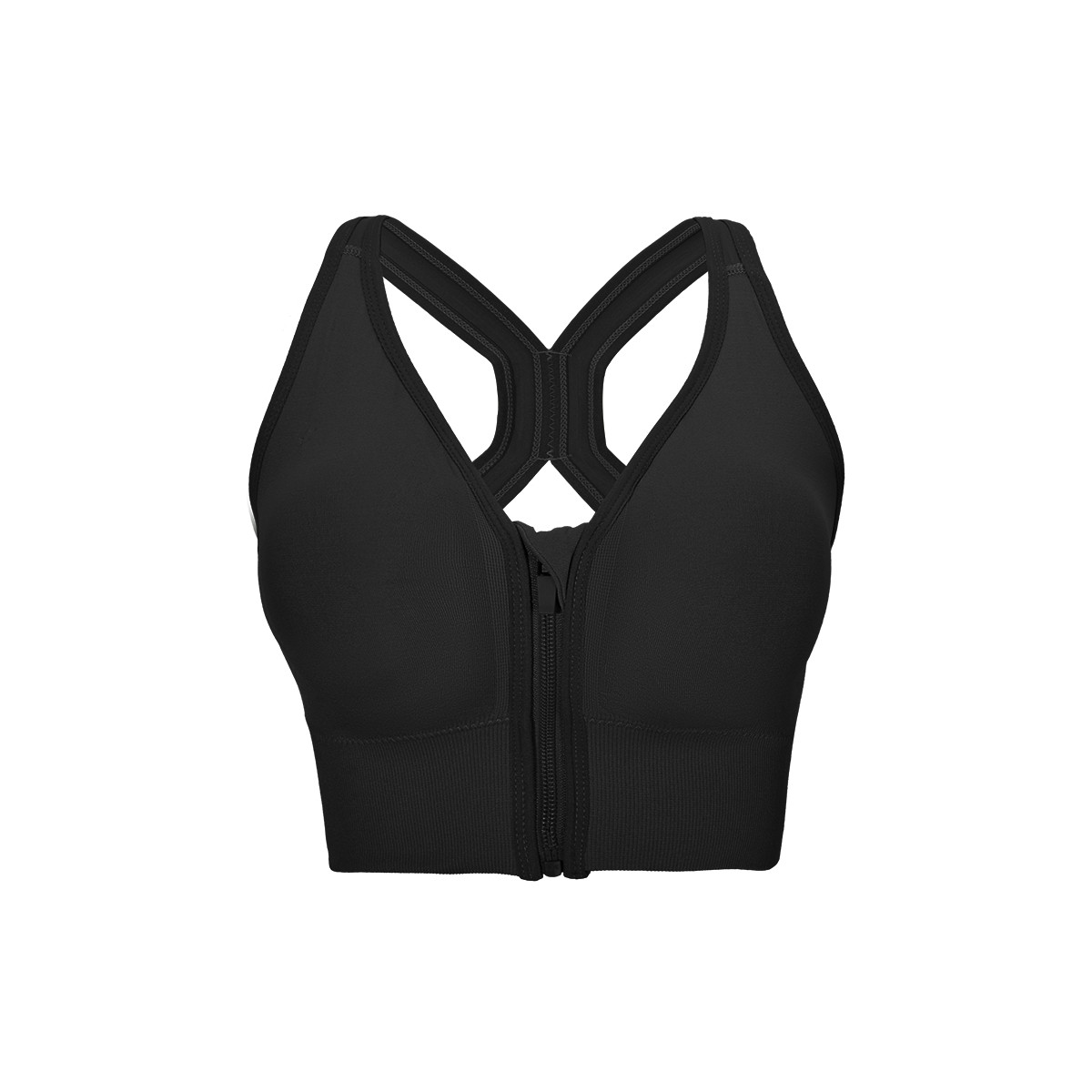 Front Zip Sports Bra Racerback High Support Wireless Fitness Bralette
