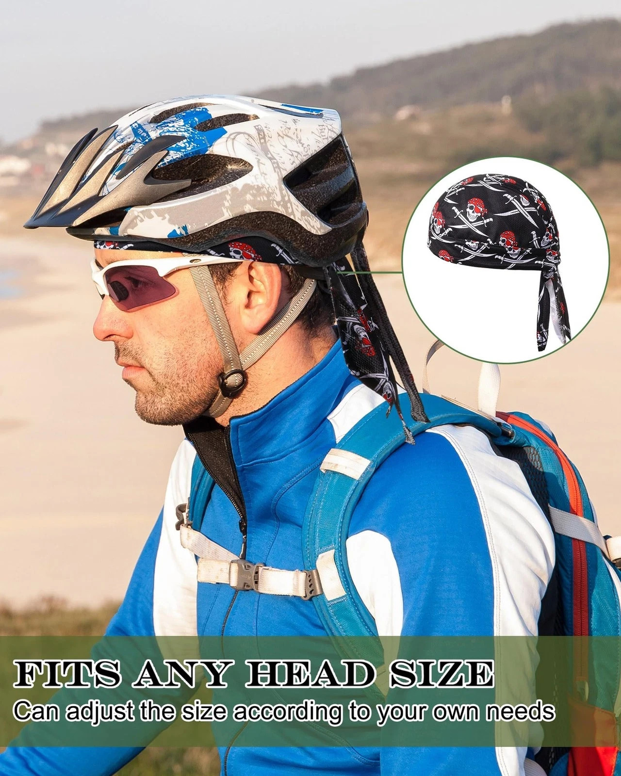 8 Pack Do Rag Skull Caps for Men Sweat Wicking Doo Rags Cooling Helmet Liner …