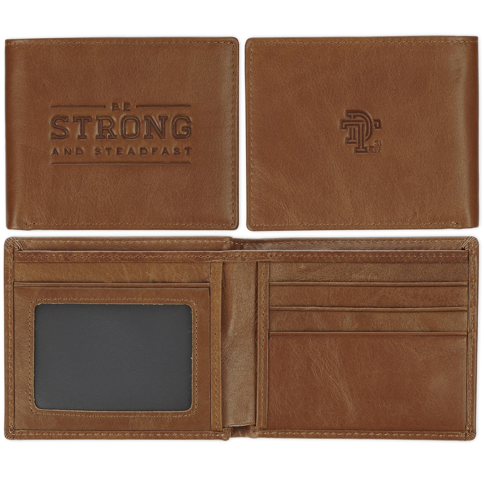 Christian Art Gifts Genuine Full Grain Leather RFID Blocking Scripture Wallets f