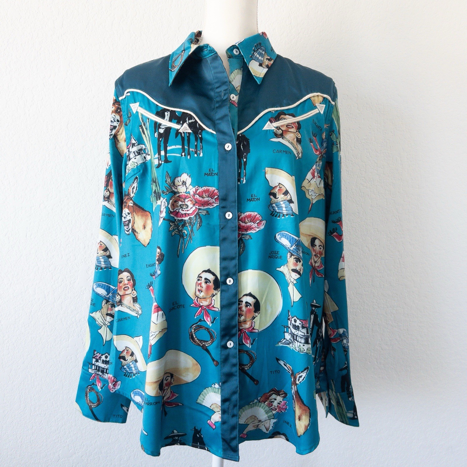 A Rare Bird Western Cowboy “El Chicote” Satin Button Up Shirt