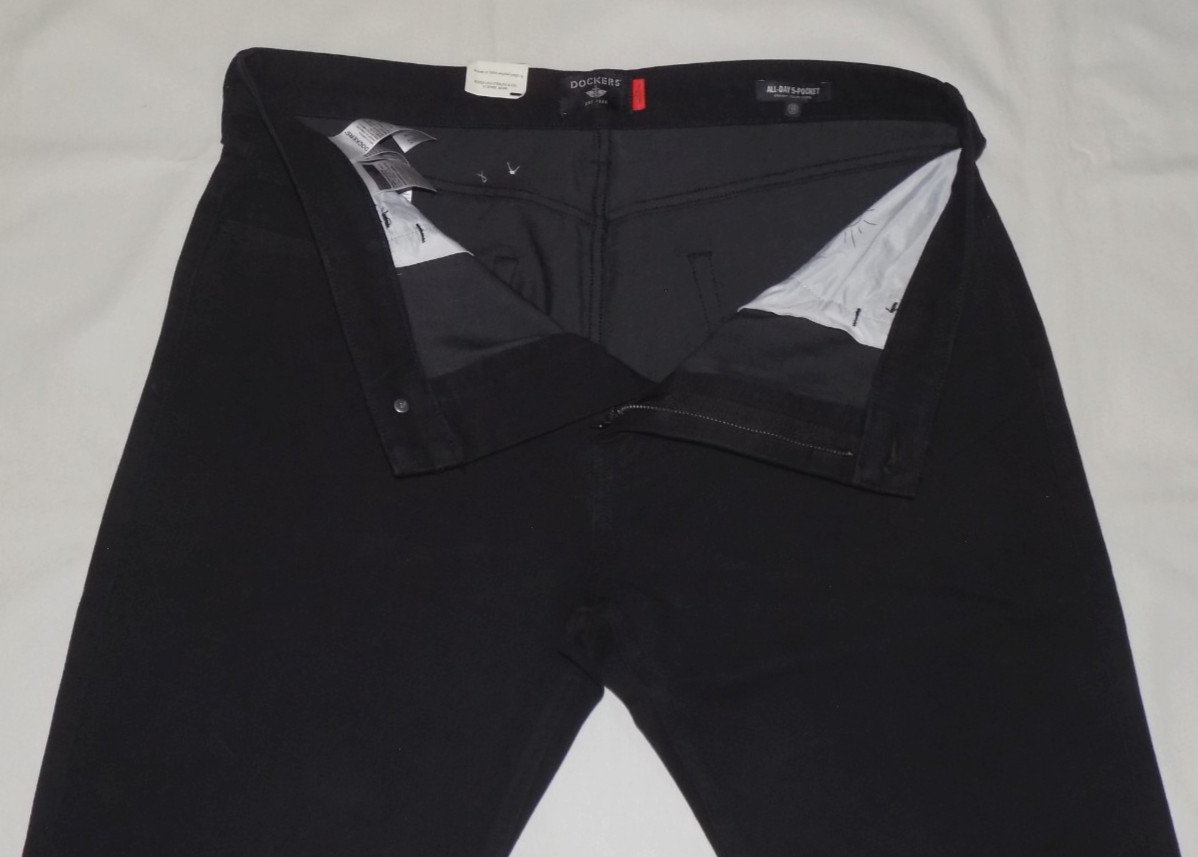 DOCKERS Men’s All-Day 5-Pocket Straight Fit Pants All Seasons Tech Black 38X30