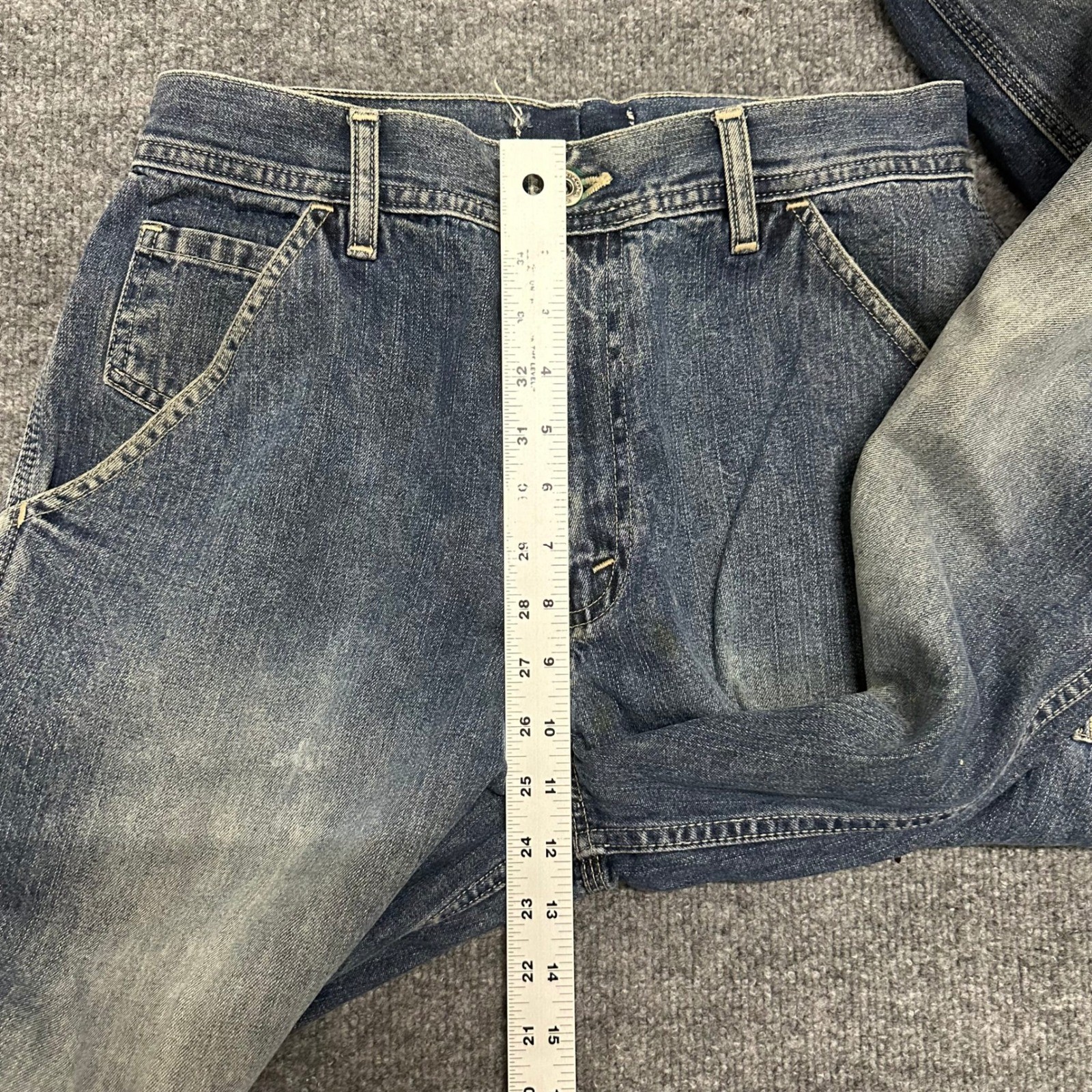 Arizona Carpenter Jeans Mens Size 28×32 Blue Loose Fit Wide Leg Denim Workwear