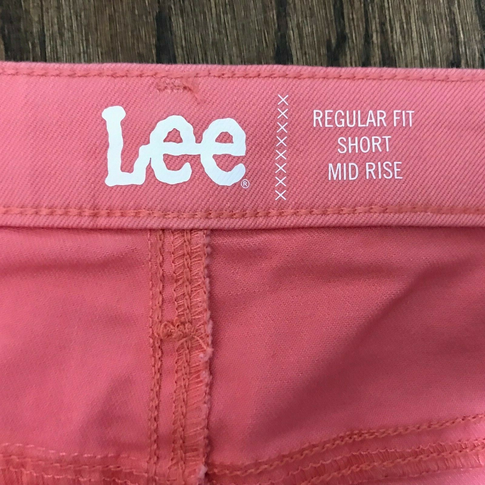 Lee Mid Rise Regular Fit Denim Shorts Pink Persimmon Stretch Womens Size 22M