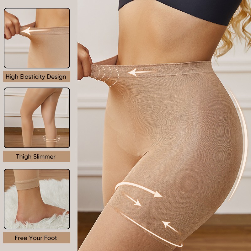 Women’s Sheer Footless Tights 30D Control Top Pantyhose Run Resistant