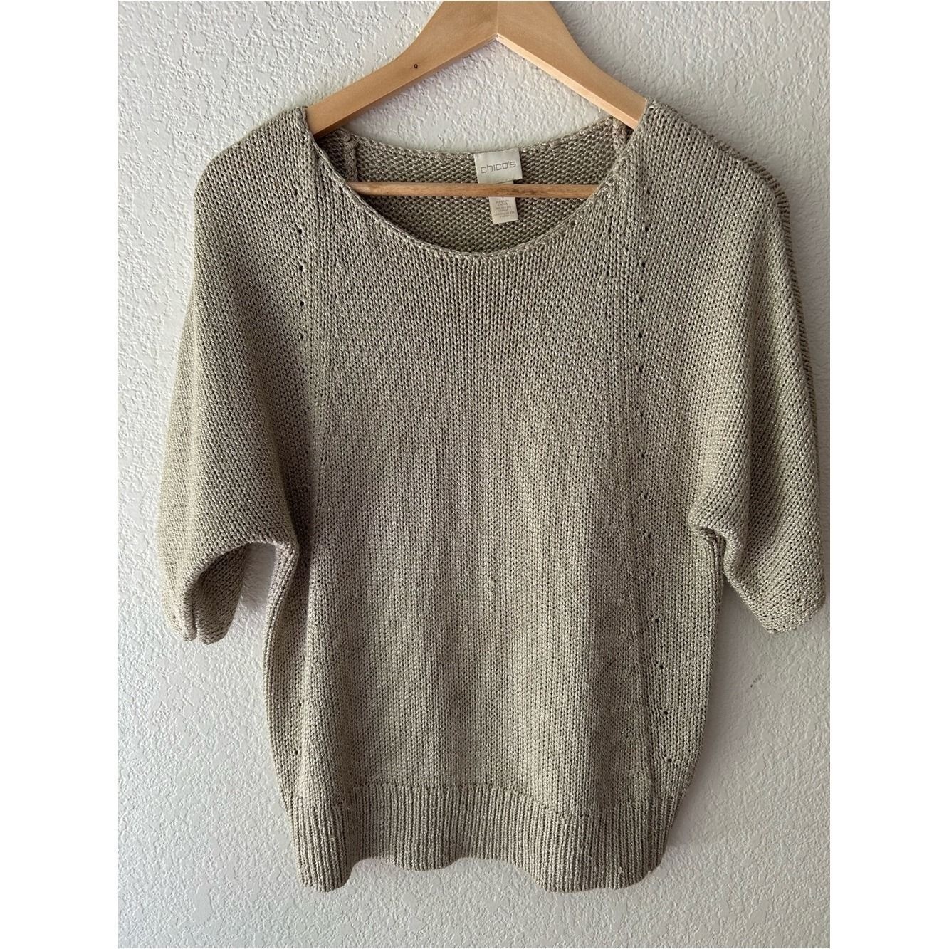 Golden Hour Harbor | Chico’s Metallic Knit Sweater | Coastal Quiet Luxury