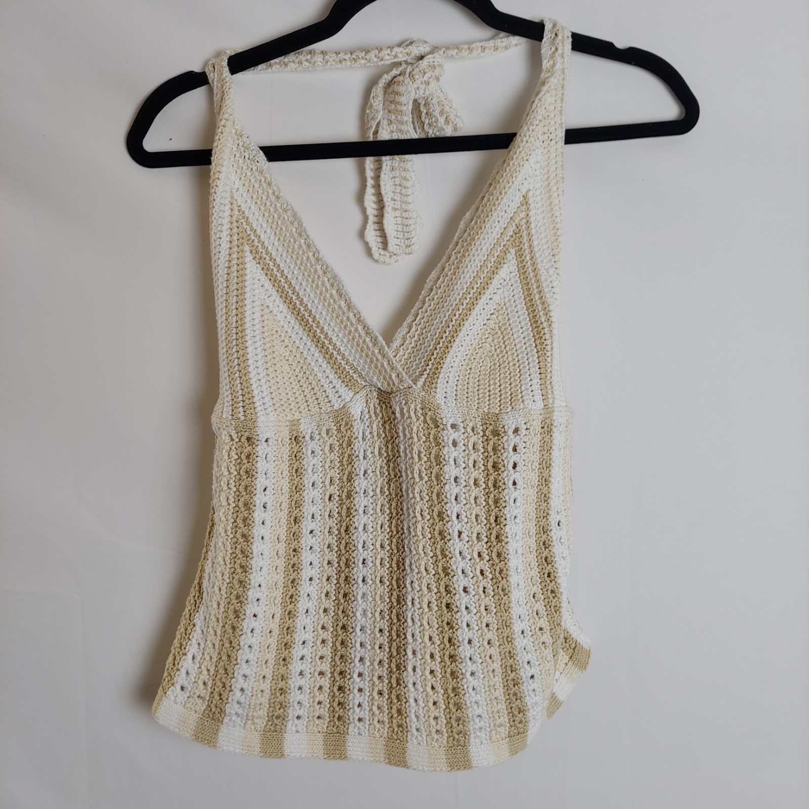 Kimchi Blue for Urban Outfitters Striped Crochet Halter Tank Top Tie Closure