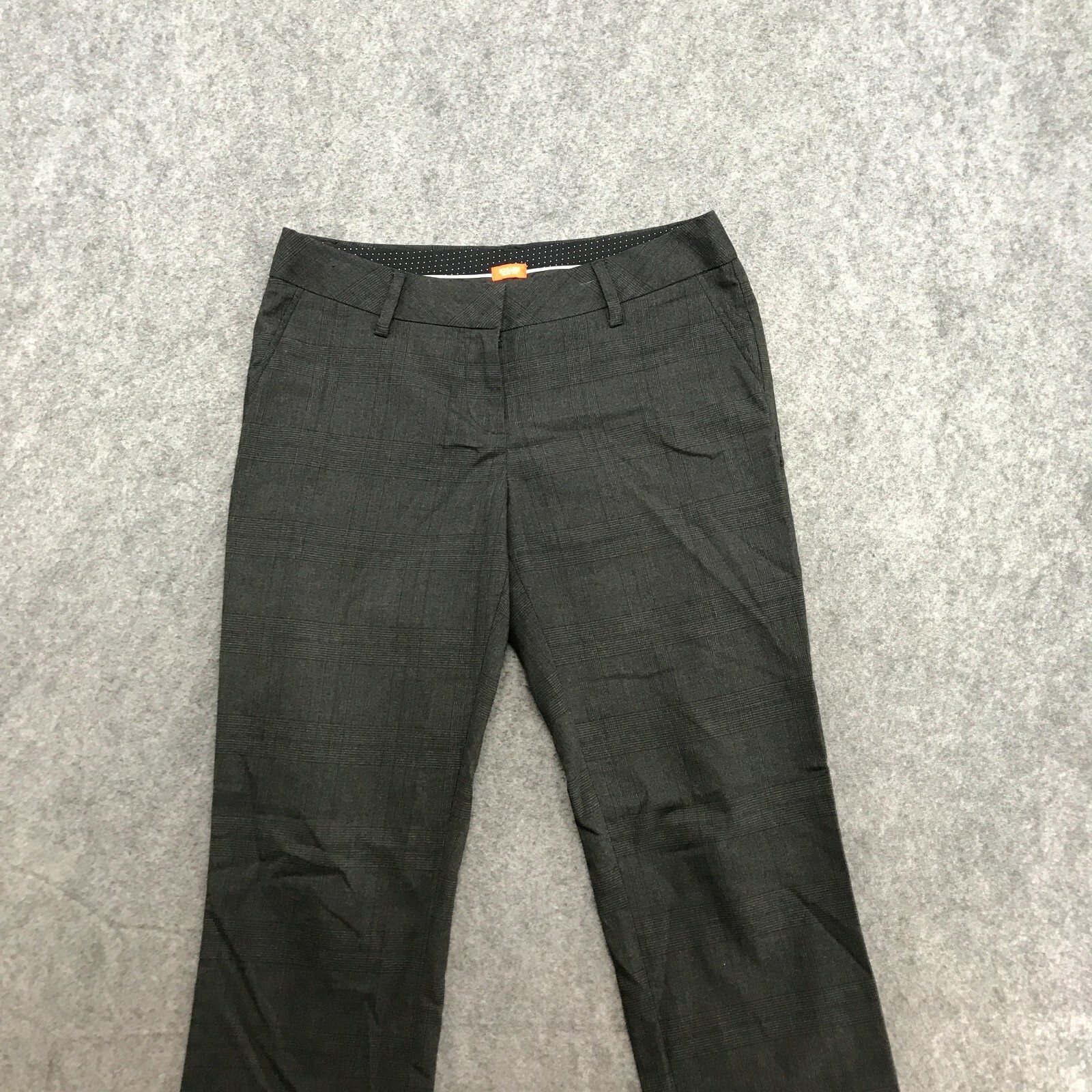 Scullers Pants Womens 30 Slim Fit Black Plaid Flat Front Regular Waist Pockets
