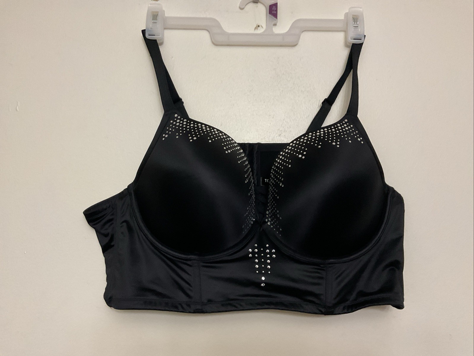 Womens Torrid XO Plunge Push-Up Bra Diamante rhinestone Black Size 50 B