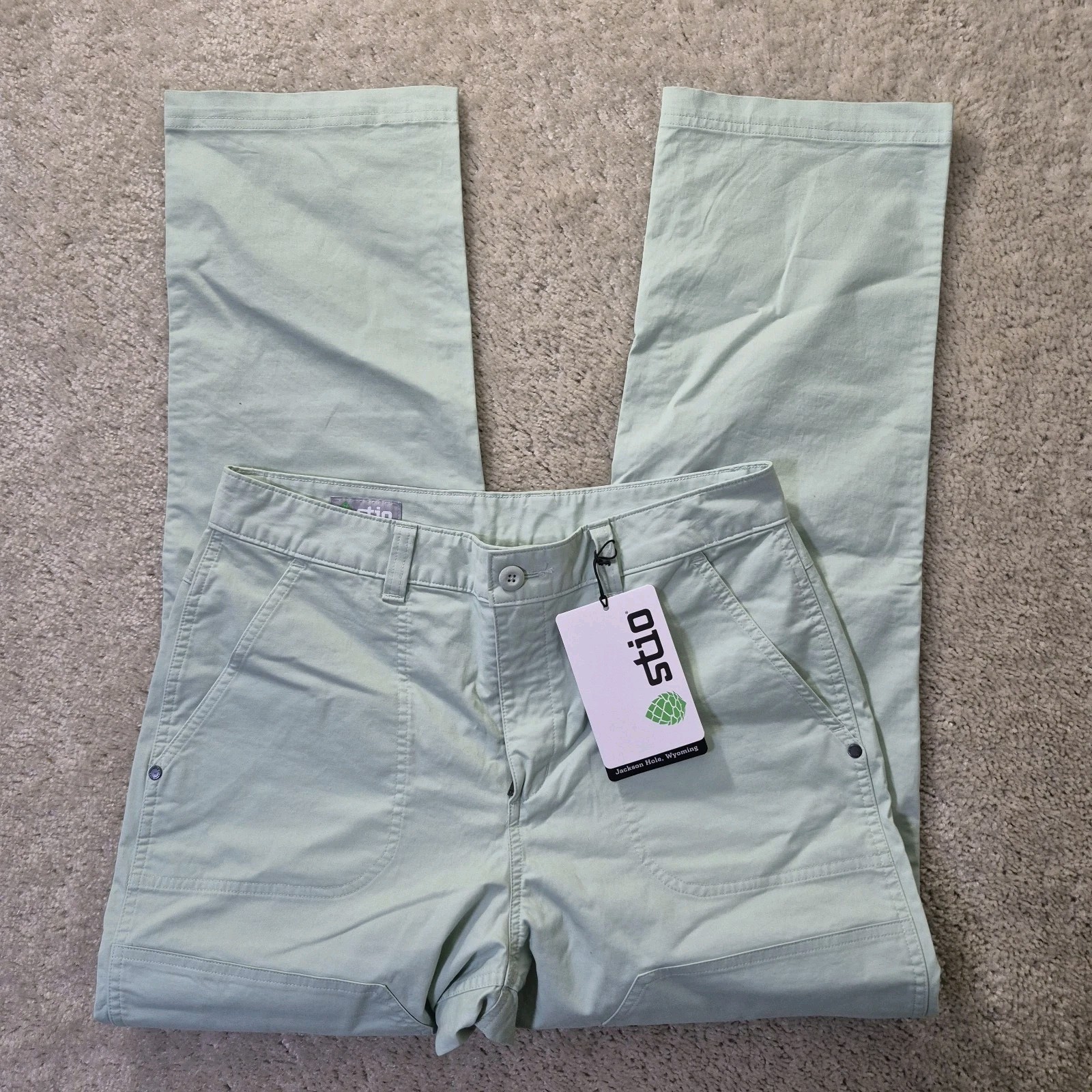 Stio Rivet Cord Twill Carpenter Pants Womens 10 Green Double Knee Outdoor
