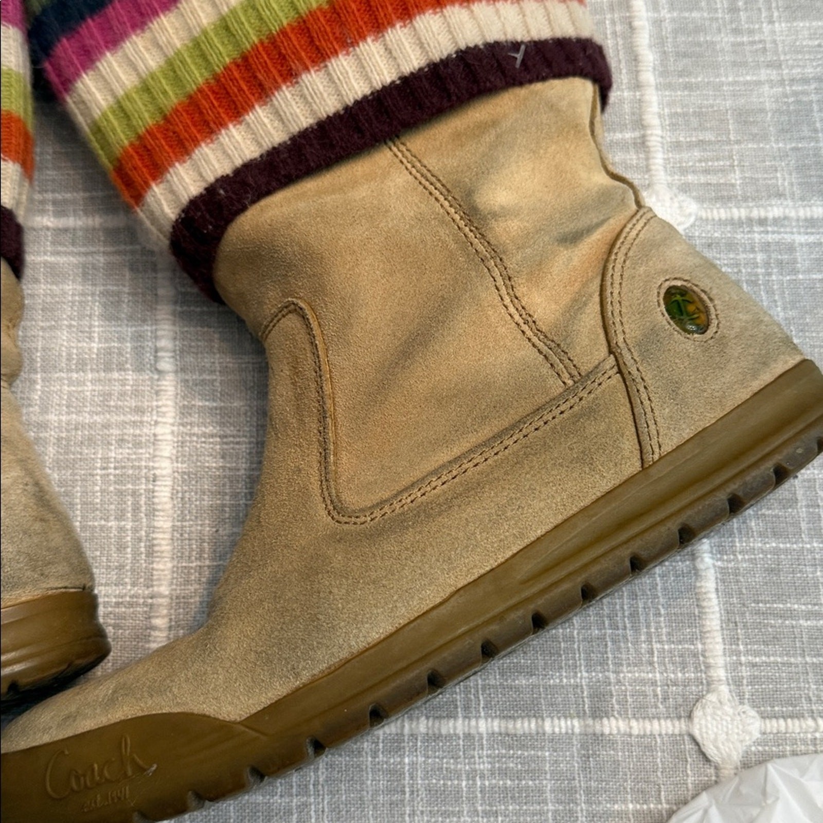Coach vintage Beige Low (1-1.9 in) Heel Height Boots – size 6