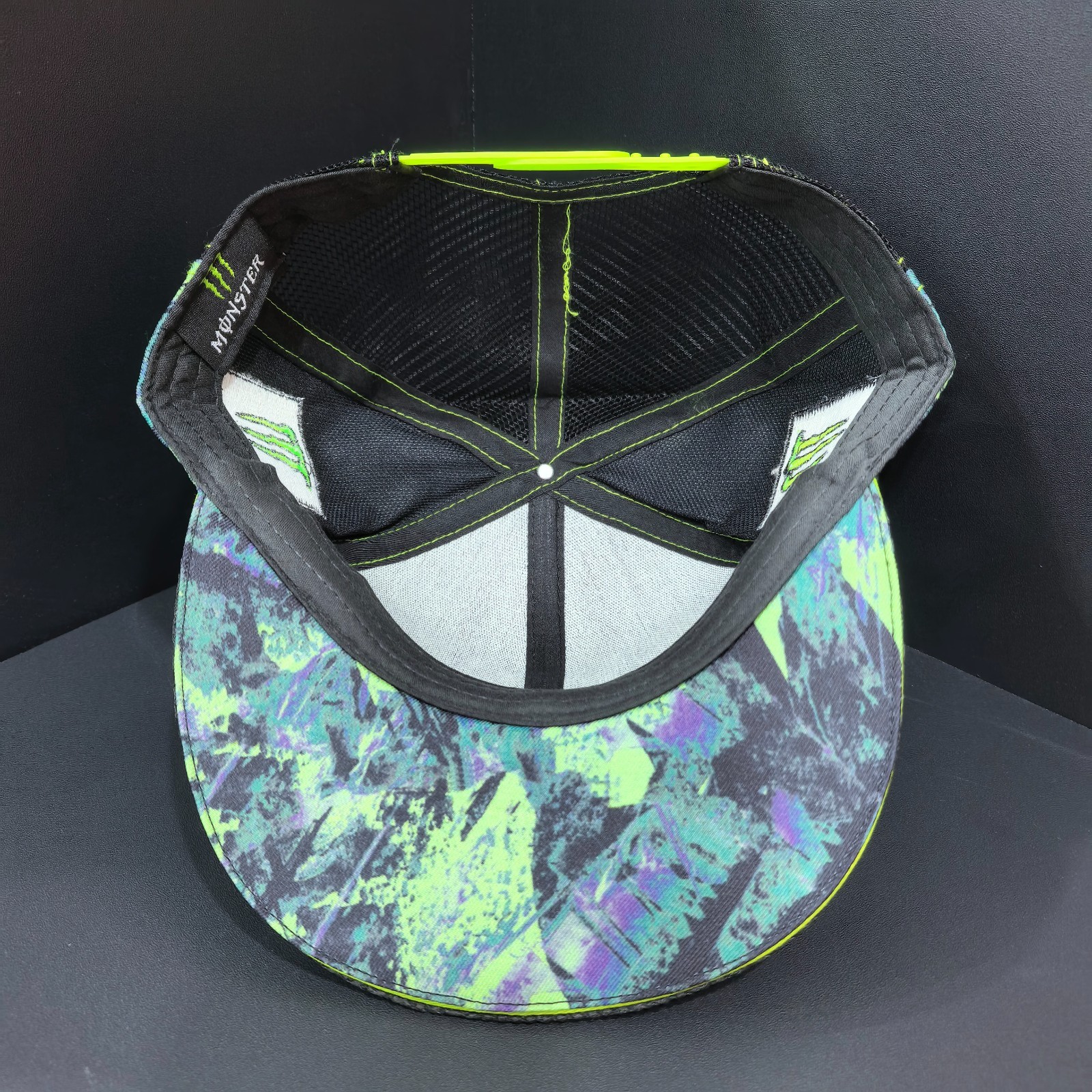 Monster Energy YAMAHA Green Tie-Dye Flat-Brim Cap Rear Mesh Design