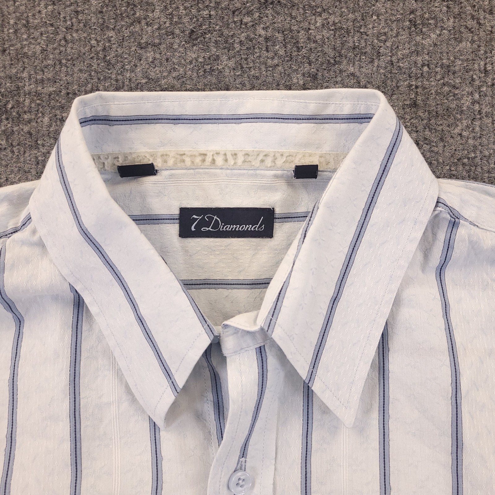 7D 7 Diamonds Shirt Mens XL Cotton White Striped Spread Collar
