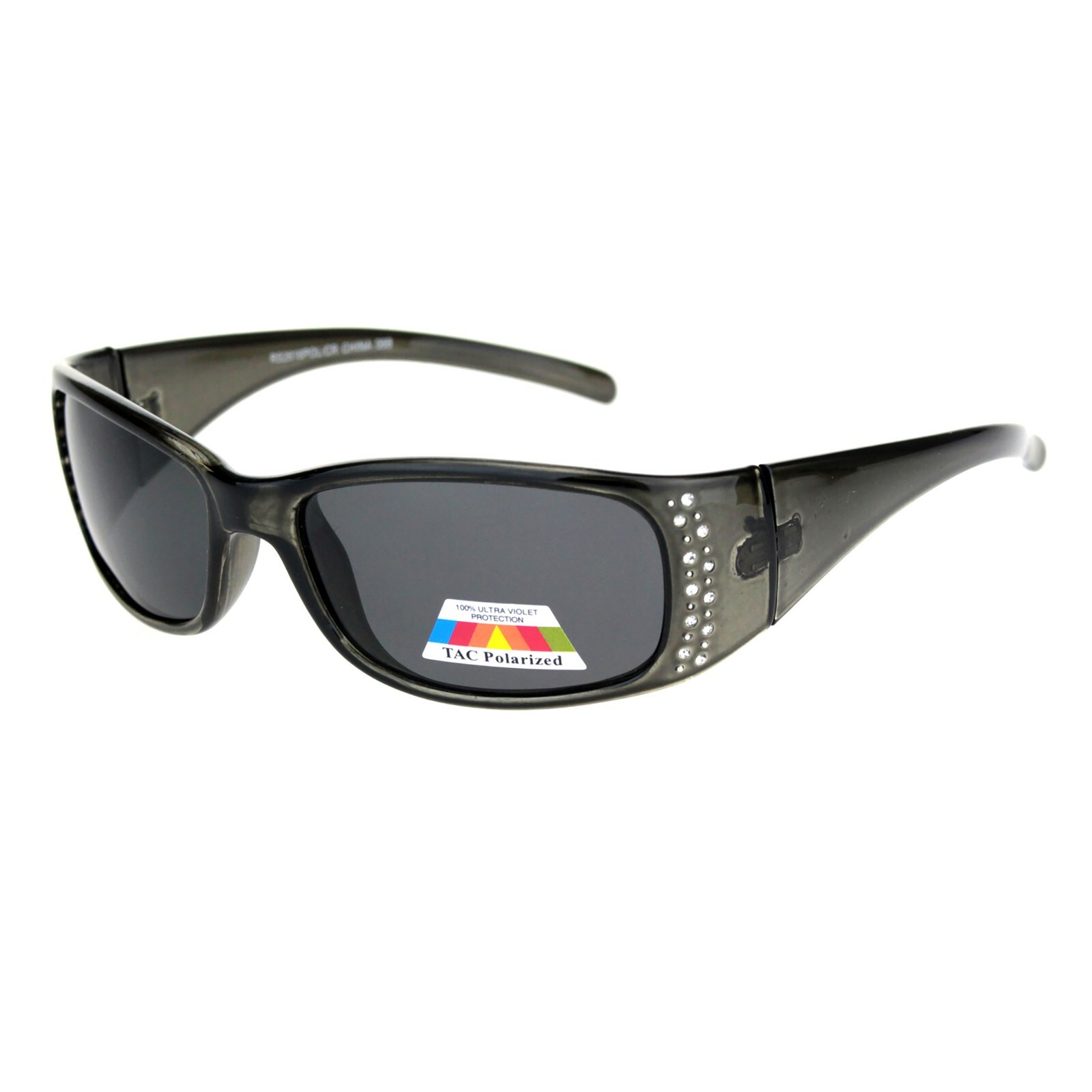 TAC Polarized Lens Sunglasses Womens Rhinestones Wrap Rectangular UV 400