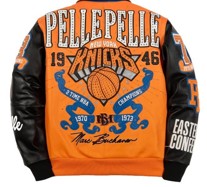 P-P New York Knicks Limited Edition Orange Leather Jacket