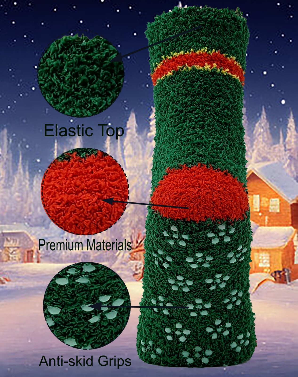 6 Pairs Non-slip Christmas X-Mass Hospital Socks Cozy Fuzzy Slipper Grip Socks