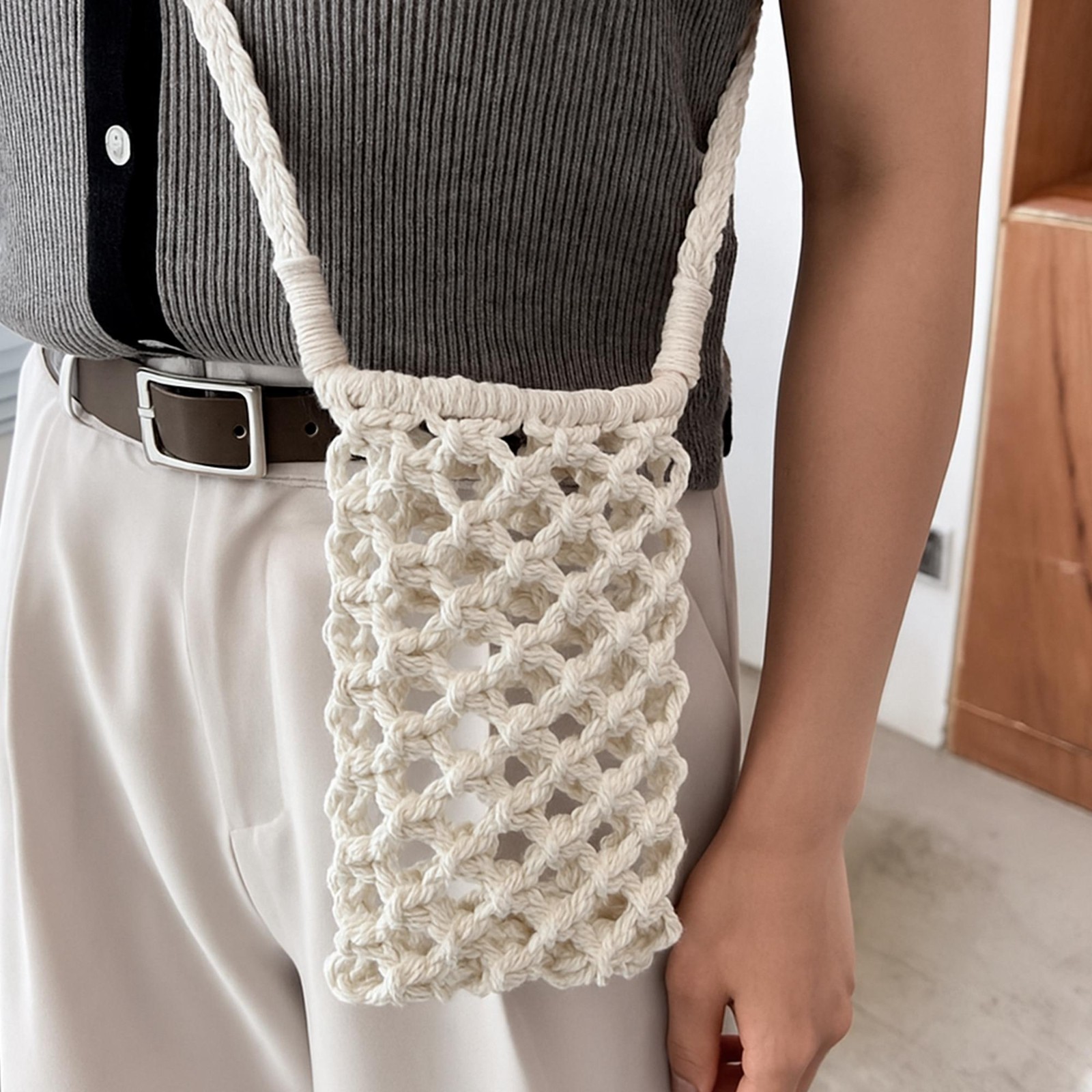 Macrame Crossbody Phone Bag Boho Woven Summer Purse Free Shipping US