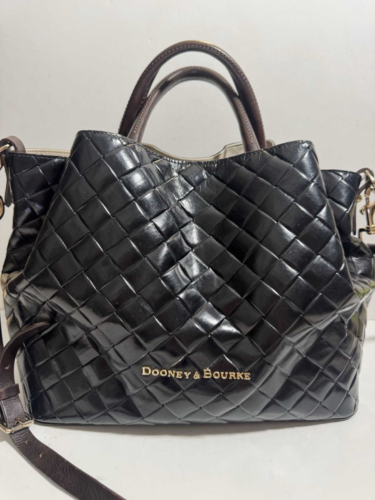 Dooney & Bourke Black Barlow Satchel Top Handle Detachable Strap Gold Hardware